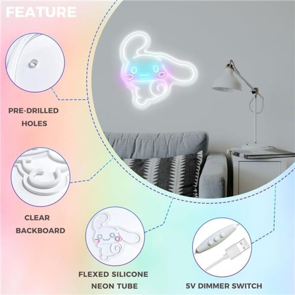 CinnamoRoll LED Neon Sign Wall Decor Japanese Light Anime Sanrio Hello Kitty NEW - Picture 5 of 6